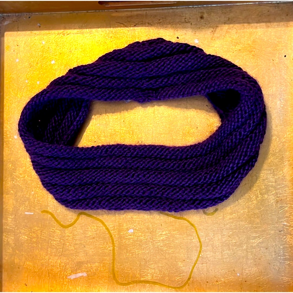 Hand knit circular scarf. Never worn
